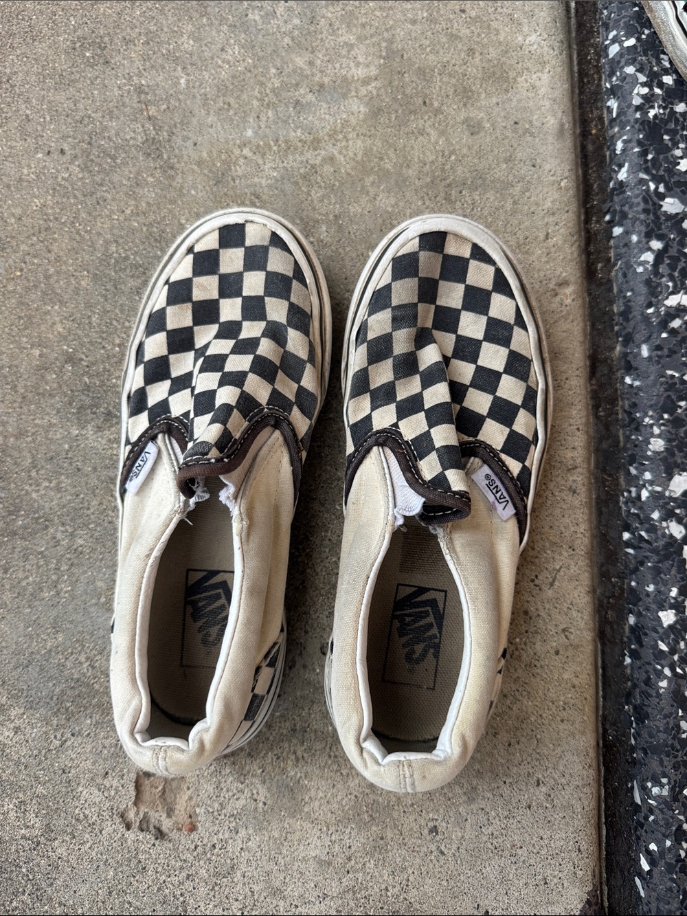Kids Vans Classic Slip-On Checkerboard Sneakers - Black & Creamw